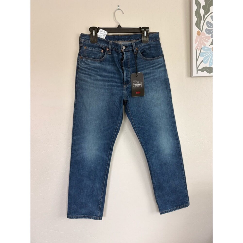 Levi’s 501 Premium High Rise Cropped Jeans 31 Dark Wash Button Fly NWT